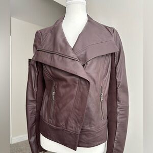 Trouve Eggplant Leather Moto Jacket - Size Small